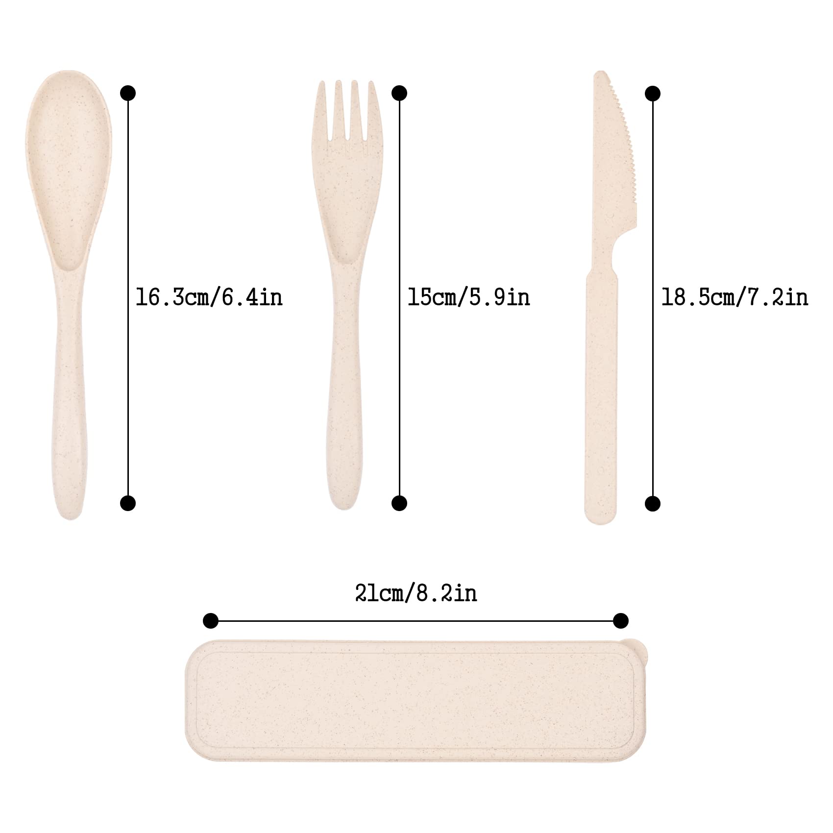 Eco-Friendly Travel Utensil Set with Case - 2 Pack Wheat Straw Reusable Spoon, Chopsticks & Forks | Portable Cutlery for Camping, Picnic, Office Lunch or Daily Use (Beige & Green) | BPA-Free Sustainable Tableware for Outdoor Adventures & Zero Waste Lifestyle