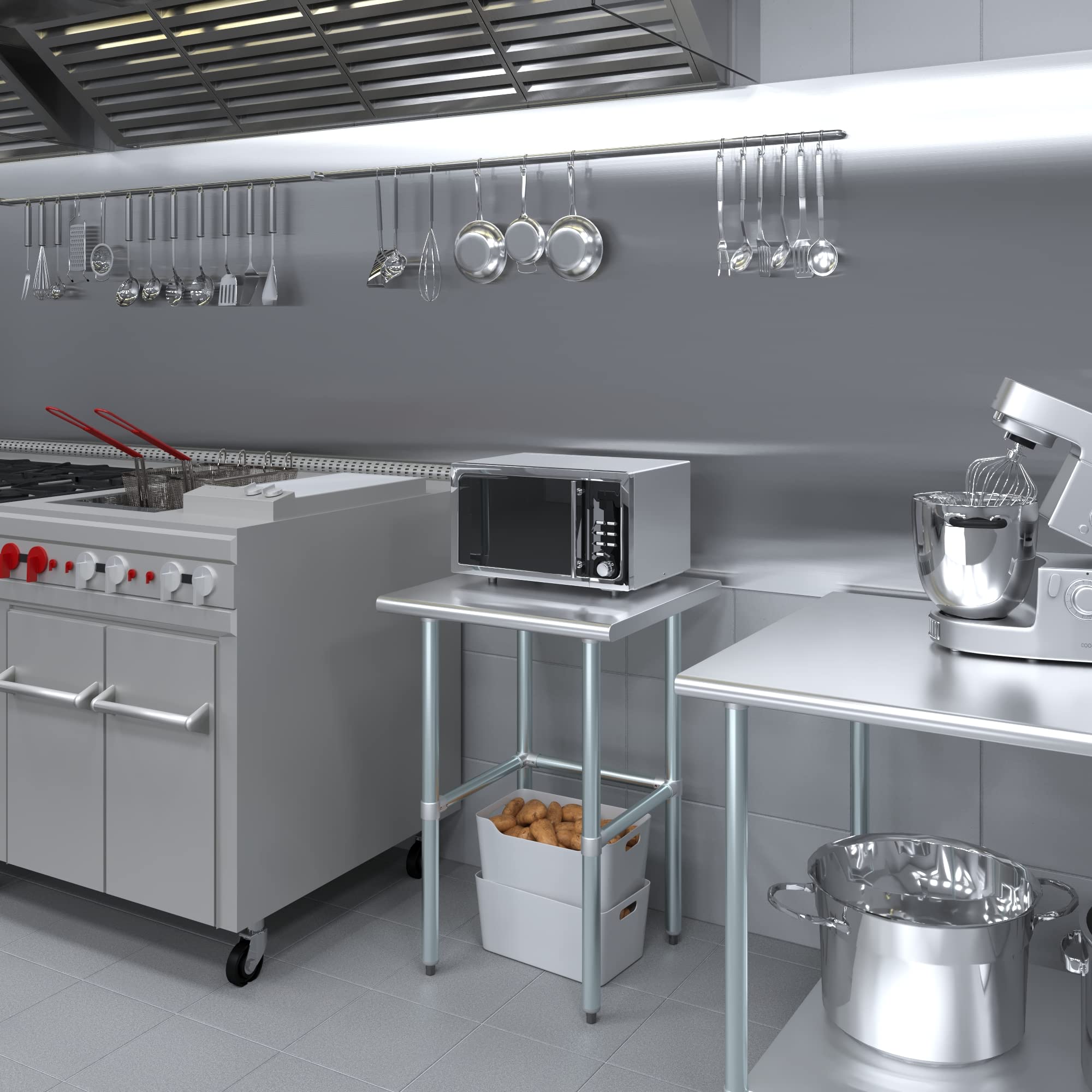 AmGood Stainless Steel Work Table with Open Base - 24