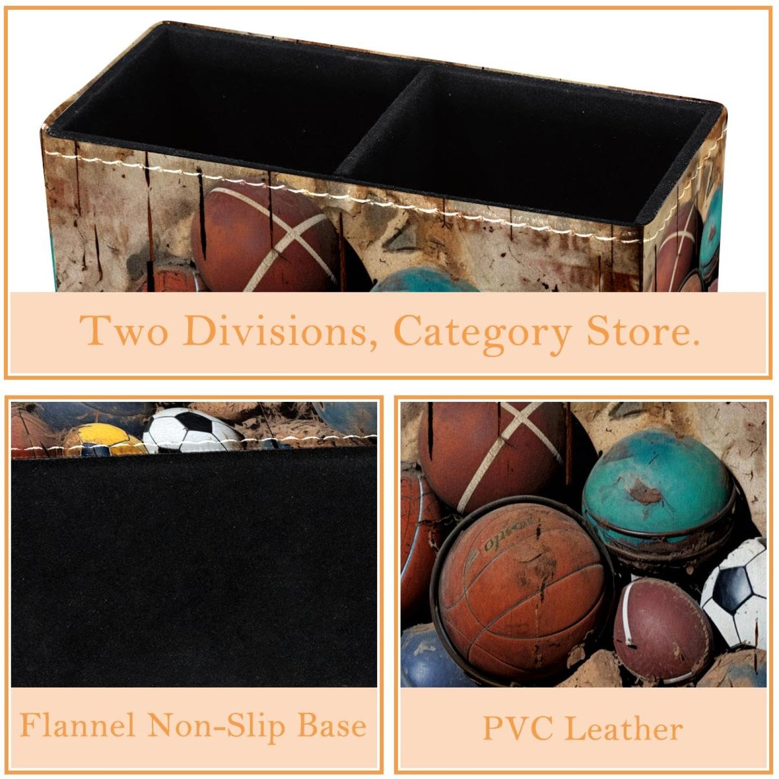 Basketball Pen Holder for Desk - Stylish Pen Organizer with Football & Baseball Design - Perfect Desk Accessories for Office, School & Home Decor