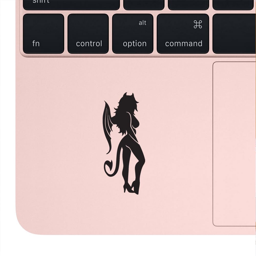 Sexy Devil Girl (Black) - Set of 2 Premium Waterproof Vinyl Decals for Laptop, Phone, Helmet, Car Window, Bumper, Mug, Cup, Door & Wall Decoration - Perfect for Customizing Accessories, Vehicles & Home Decor