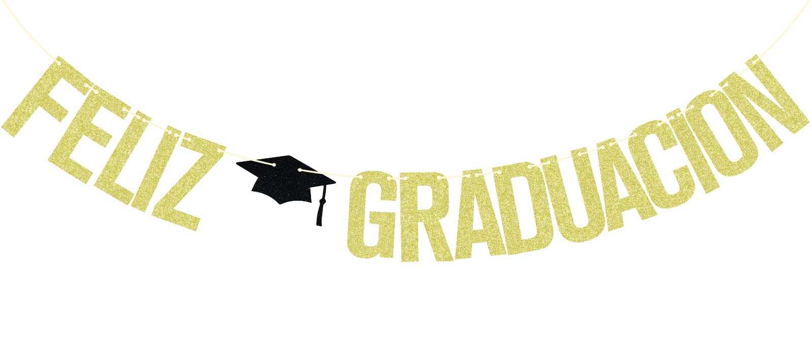 2025 Graduation Banner - Feliz Graduacion Spanish Gold Glitter Party Decorations for Class of 2025 | Perfect for Graduation Parties, School Events & Celebration Decor
