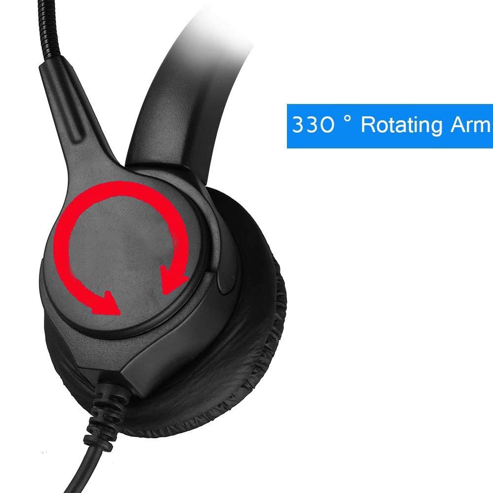 TelPal USB Monaural Noise Cancelling Headset with Adapter - Ideal for Office, Call Centers, and Remote Work on PC/Laptop