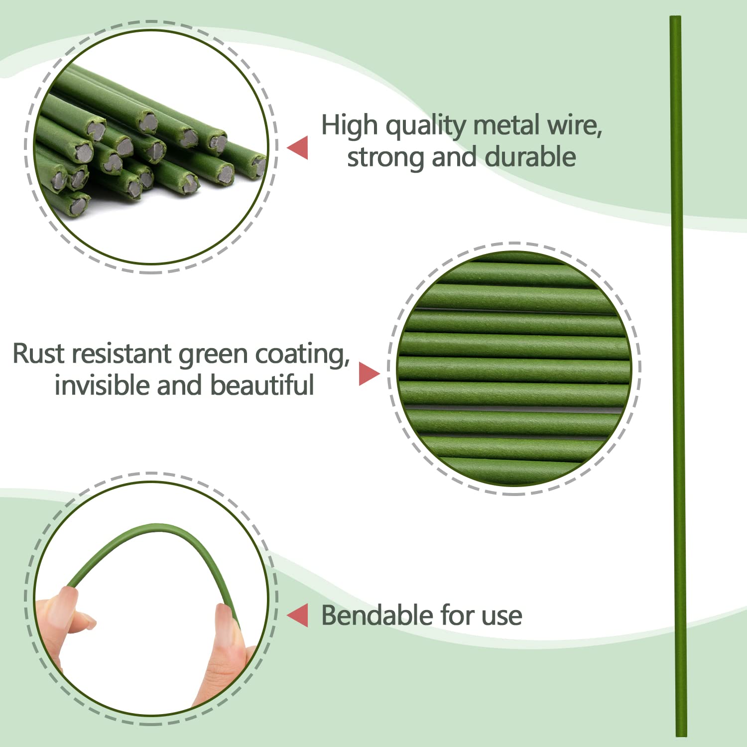20Pcs Bendable Plant Stakes - 18 Inch Green Garden Sticks for Indoor & Outdoor Plants, Flowers, Orchids, Peonies, Roses | Perfect for Potted Plants, Single Stem Support, and Garden Decor