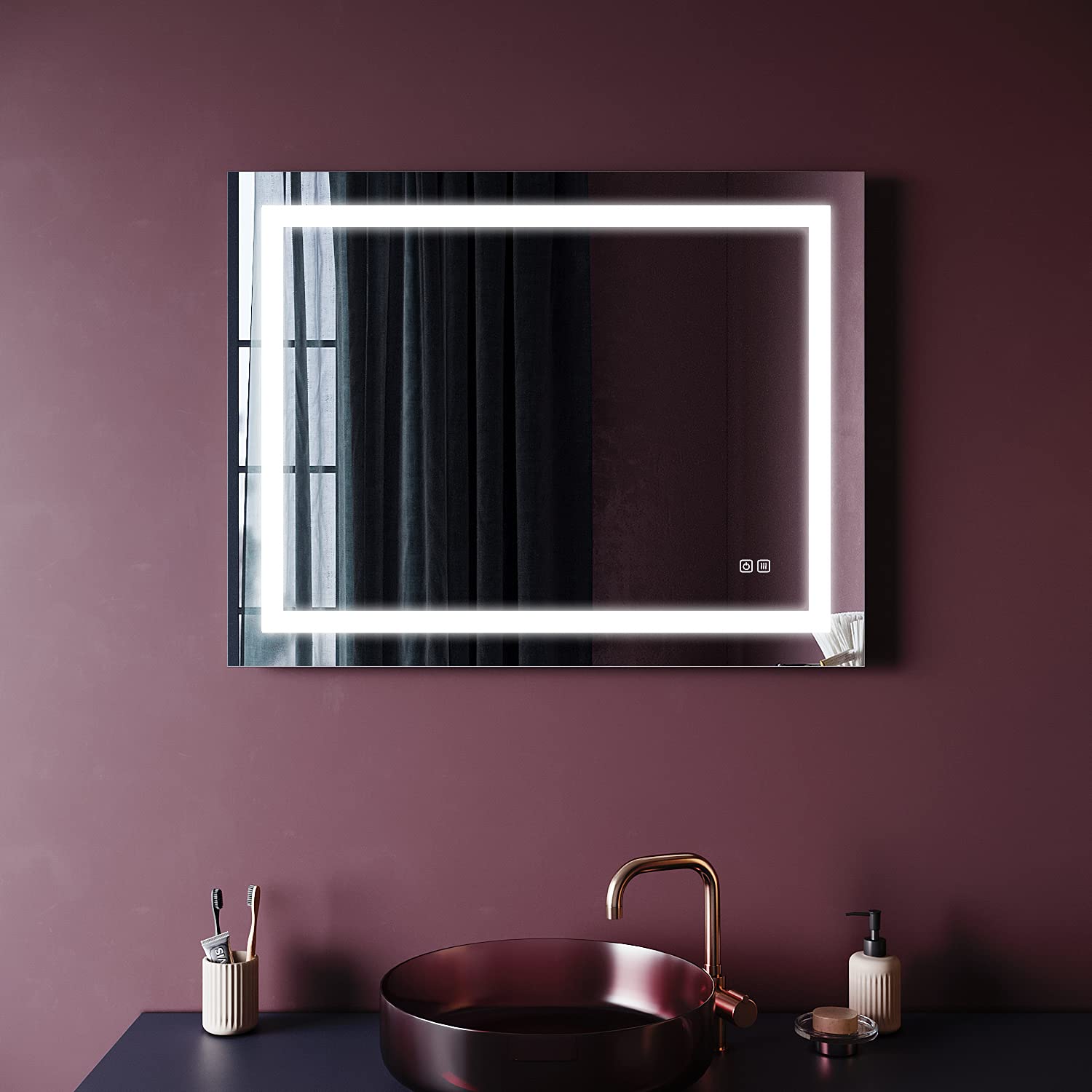 36x28 Inch LED Bathroom Vanity Mirror with Anti-Fog, 3 Light Settings & Touch Control - Dimmable Frameless Smart Mirror for Makeup, Shaving - Perfect for Modern Bathrooms, Bedrooms and Dressing Rooms