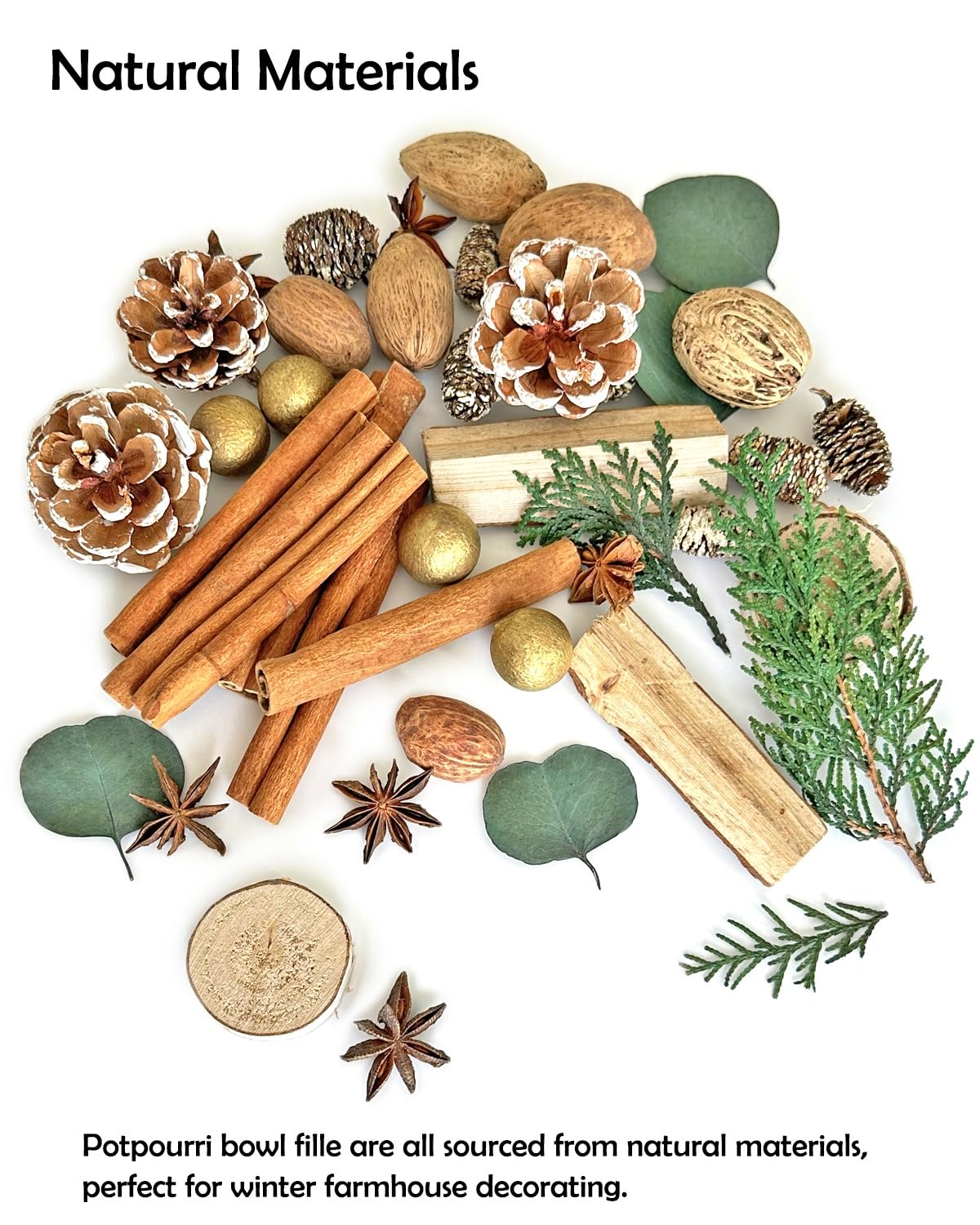 Apragaz Christmas Potpourri - Evergreen Holiday Vase Filler with Cinnamon Sticks, Anise, Cedar Branches & Pine Cones | Super Cedar Scented | Perfect for Christmas Decor, Table Centerpieces & Festive Home Fragrance