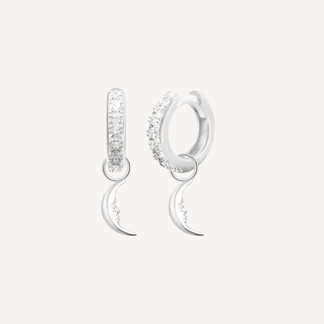Patience Moon Crystal Hoops - Elegant Sterling Silver Earrings with Moonstone Gemstones | Perfect for Everyday Wear, Date Nights & Special Occasions
