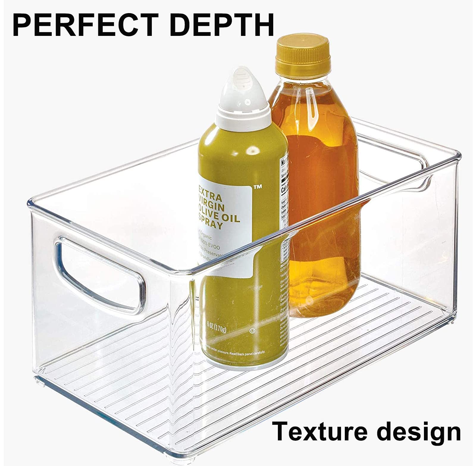 YYDSHEN Clear Stackable Pantry Bins for Refrigerator, Freezer & Kitchen Cabinet - BPA-Free Plastic Food Storage Containers (Large, Yellow) - Perfect for Organizing Fruits, Vegetables, Snacks & Leftovers