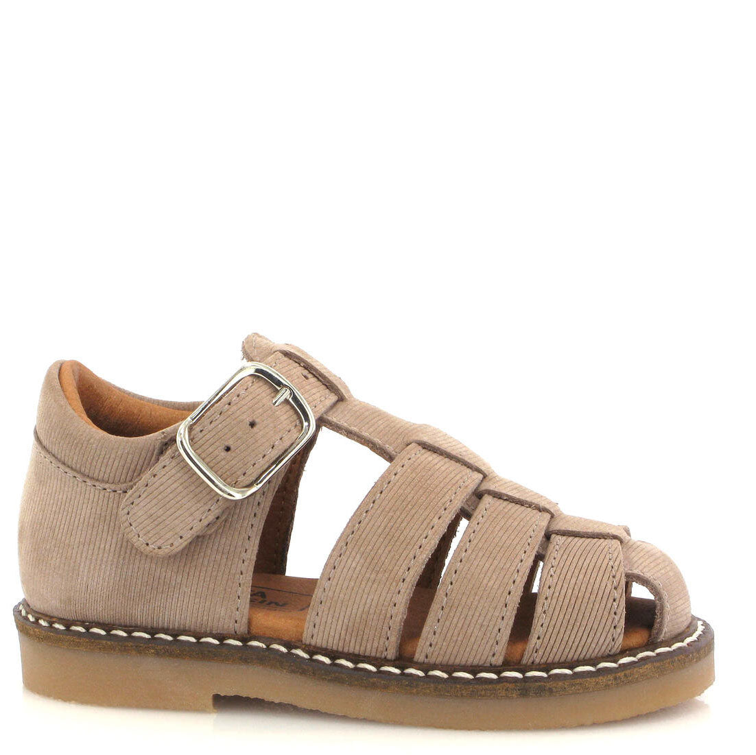 Atlanta Moccasin Taupe Textured Fisherman Baby Sandals - Soft Leather First Walkers for Toddlers, Perfect for Beach, Park & Summer Outings