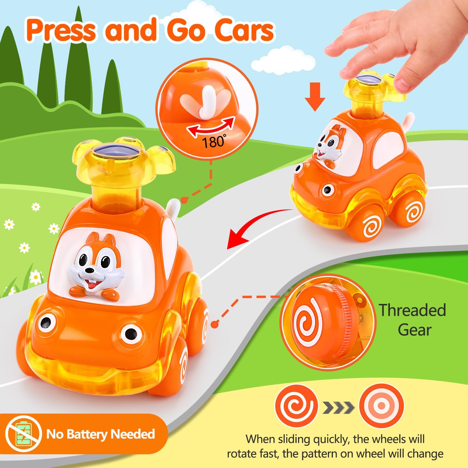 Best Press and Go Toy Cars for 1-3 Year Old Boys & Girls - Toddler Push Cars for 12-18 Months | First Birthday Gifts, Baby Stocking Stuffers | Fun Learning Toys for Indoor & Outdoor Play