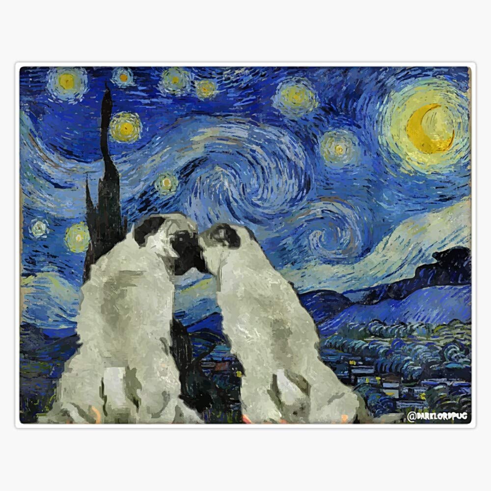 Starry Night Pugs Vinyl Waterproof Sticker - 5