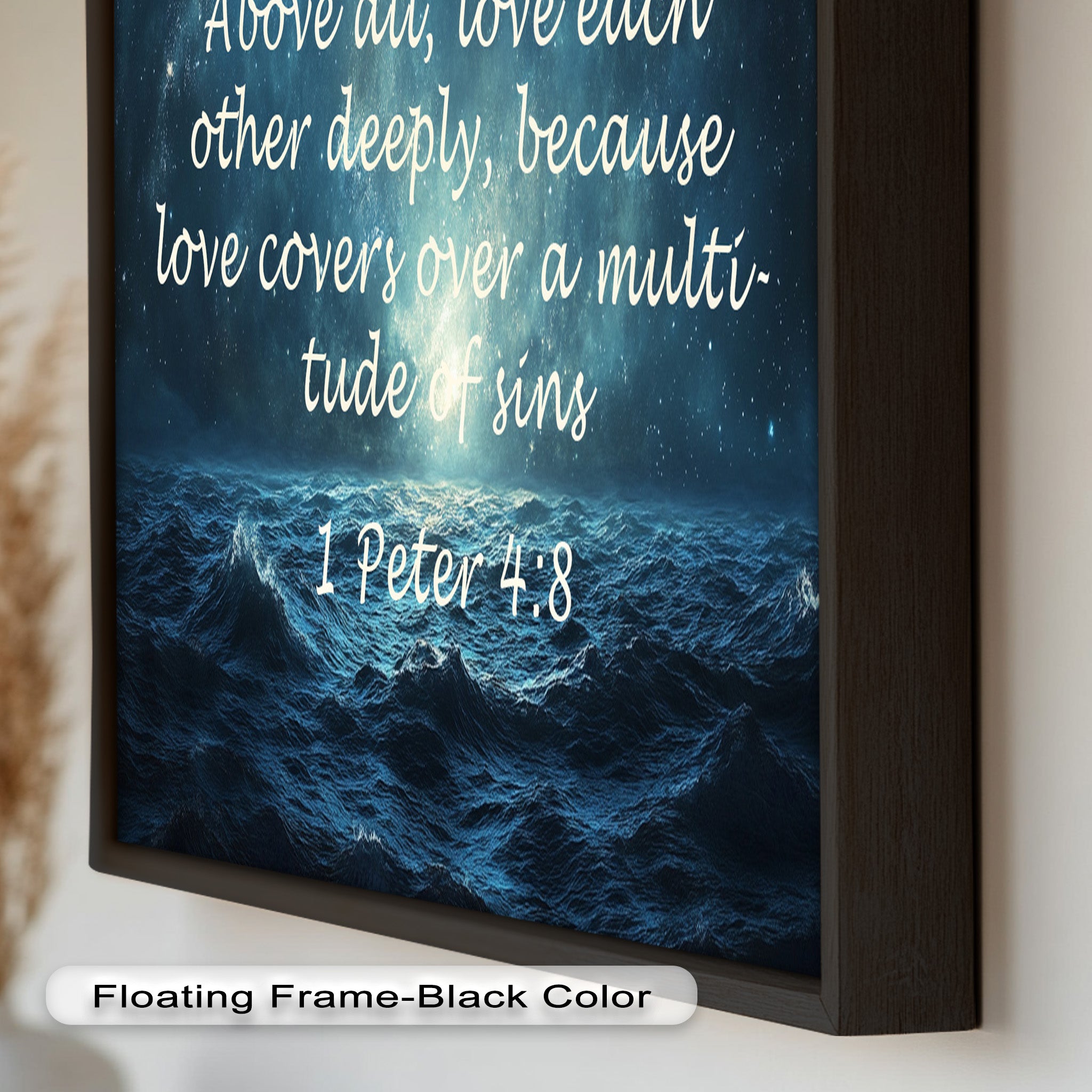1 Peter 4:8 Love and Forgiveness Bible Verse Oil Painting - Christian Home Decor, Religious Wall Art, Gift for Baptism & Weddings