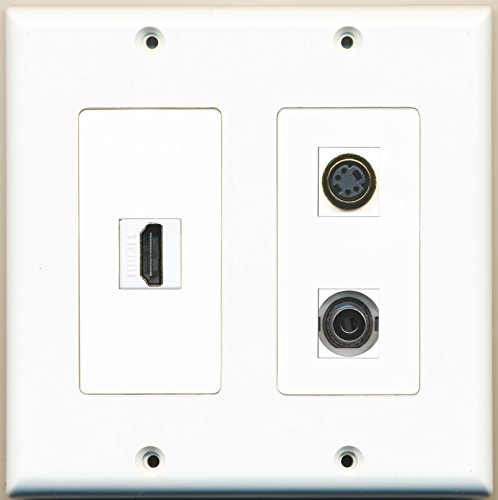 RiteAV 2 Gang Wall Plate with 1 Port HDMI, 1 Port S-Video & 1 Port 3.5mm Audio - Ideal for Home Theater, Office & Conference Room AV Setup