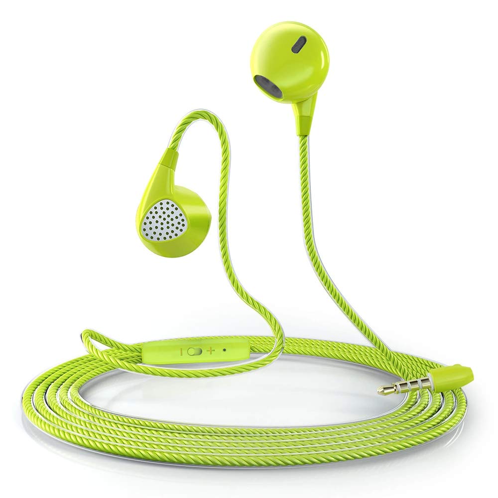 CBGGQ Heavy Bass Stereo Earbuds with Noise Isolation - Tangle-Free In-Ear Headphones with Mic & Remote for iPhone, Android, PC, Gaming (4 Pack - Black/White/Pink/Green) - Perfect for Workouts, Commuting & Music Lovers