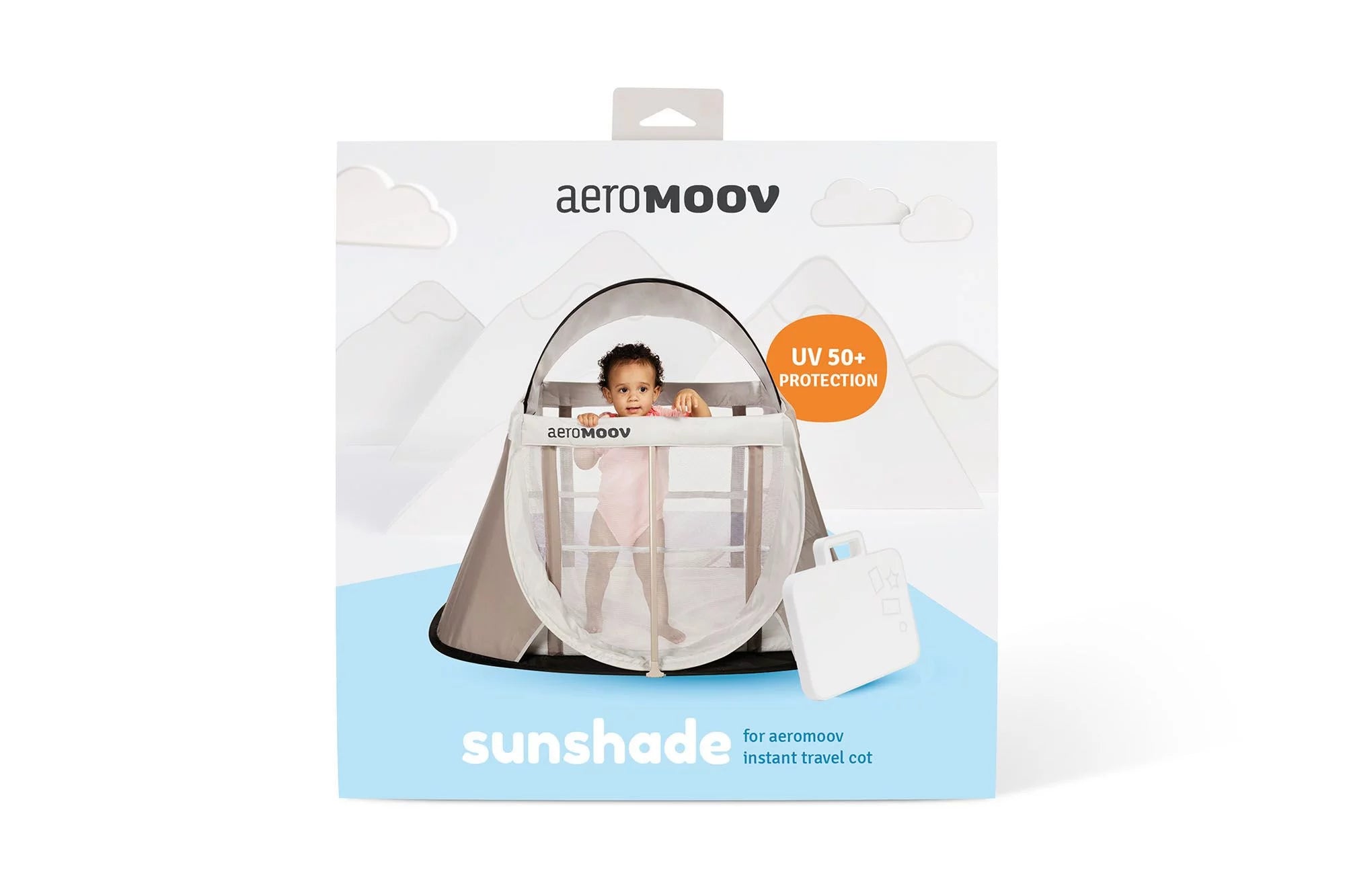 AeroMoov Instant Travel Cot with Mosquito Net & Sunshade - Portable Baby Bed for Camping, Beach, and Outdoor Adventures