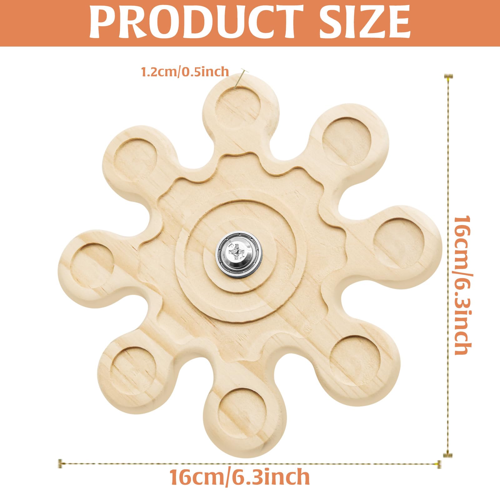 Natural Wooden Chinchilla Chew Toys for Teeth Grinding - Snowflake-Shaped Rotating Small Pet Chew Toys for Guinea Pigs, Rabbits & Hamsters - Cage Accessories for Dental Health & Stress Relief - Perfect for Cage Enrichment & Playtime
