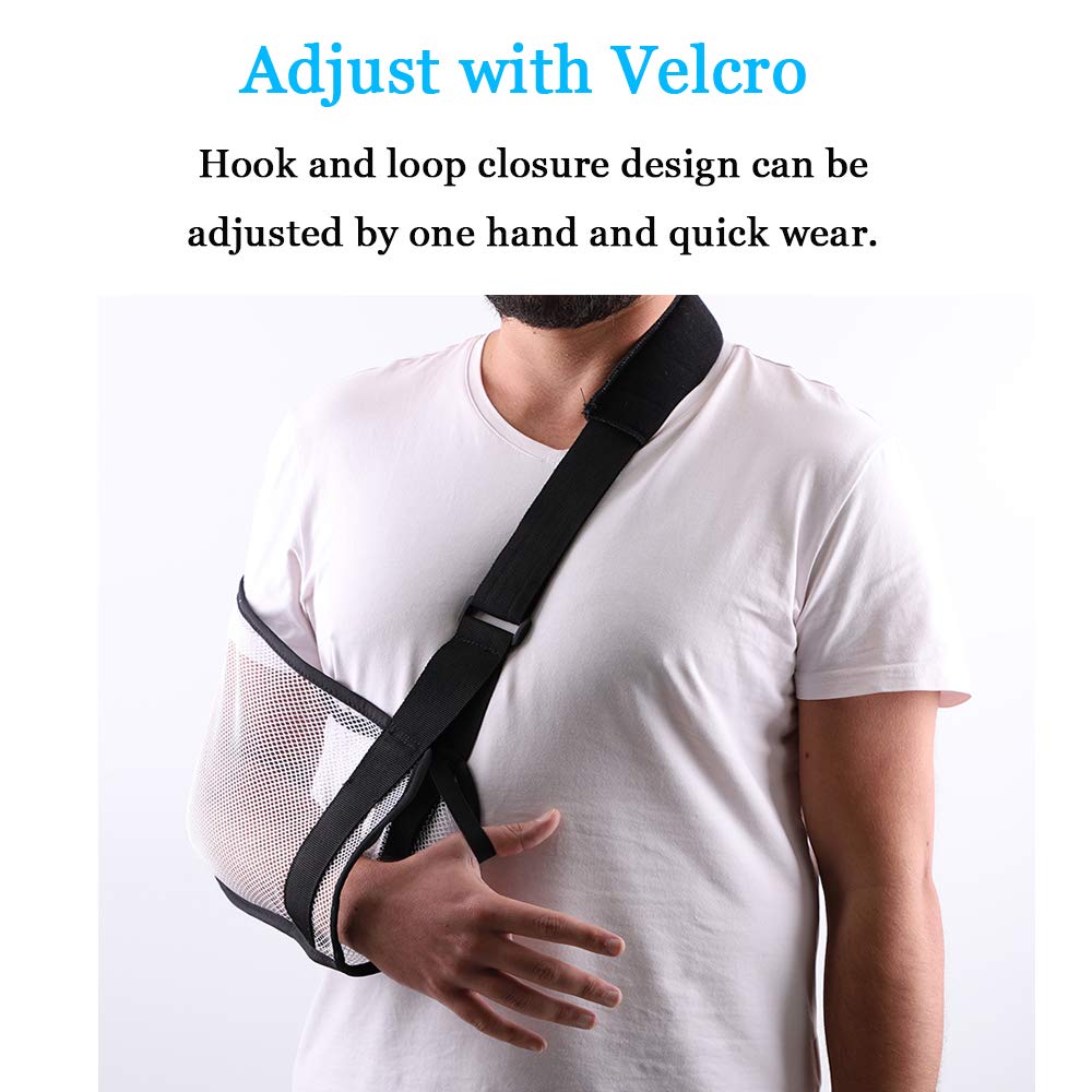 Post-Surgery Shoulder Sling - Breathable Mesh Arm Support Brace for Rotator Cuff Recovery - Adjustable Shoulder Immobilizer for Men & Women (White) - Ideal for Showering, Bathing & Daily Mobility After Shoulder Surgery