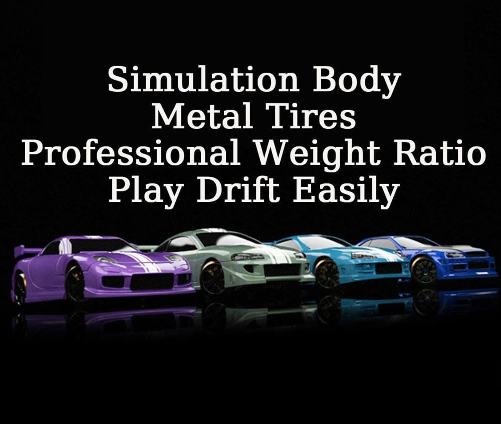 Thrill Turbos RC Drift Car - 1/76 Scale High Speed Remote Control Racing Toy with Cool LED Chassis Lights & Removable Shell - Perfect for Indoor Drifting, Backyard Racing & RC Car Enthusiasts (C74 Black)