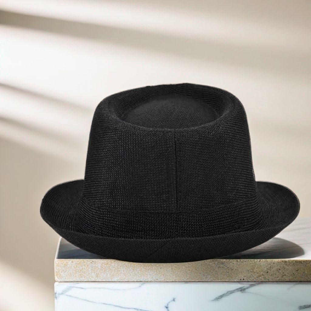 Stylish Summer Linen Fedora Hat with Short Brim - Lightweight Cuban Sun Hat for Men & Women - Perfect for Beach, Travel, and Outdoor Activities