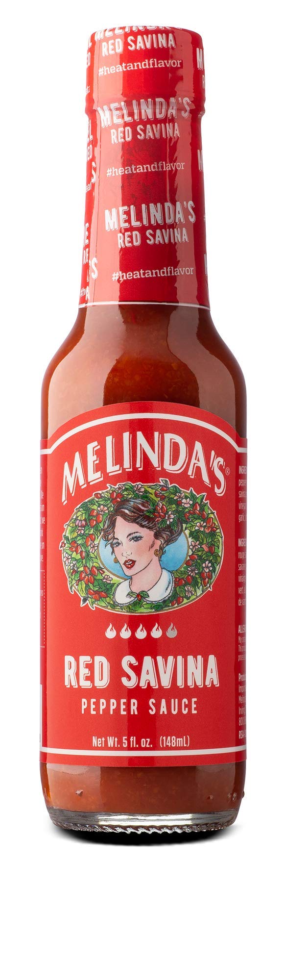 Melinda’s Red Savina Pepper Hot Sauce - Extra Spicy Habanero Hot Sauce with Fresh Ingredients, Vinegar, Carrot & Onion - 5oz Bottle (1 Pack) - Perfect for Tacos, Wings & Spicy Food Lovers