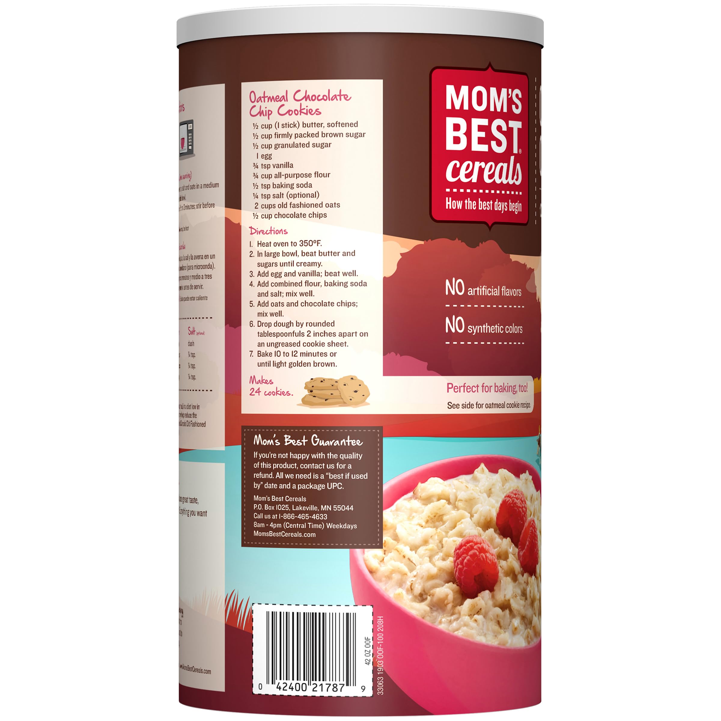 Mom's Best Old Fashioned Oats - Whole Grain Hot Cereal, 42oz Canister | Healthy Breakfast, Baking & Cooking Ingredient for Oatmeal, Cookies & Smoothies