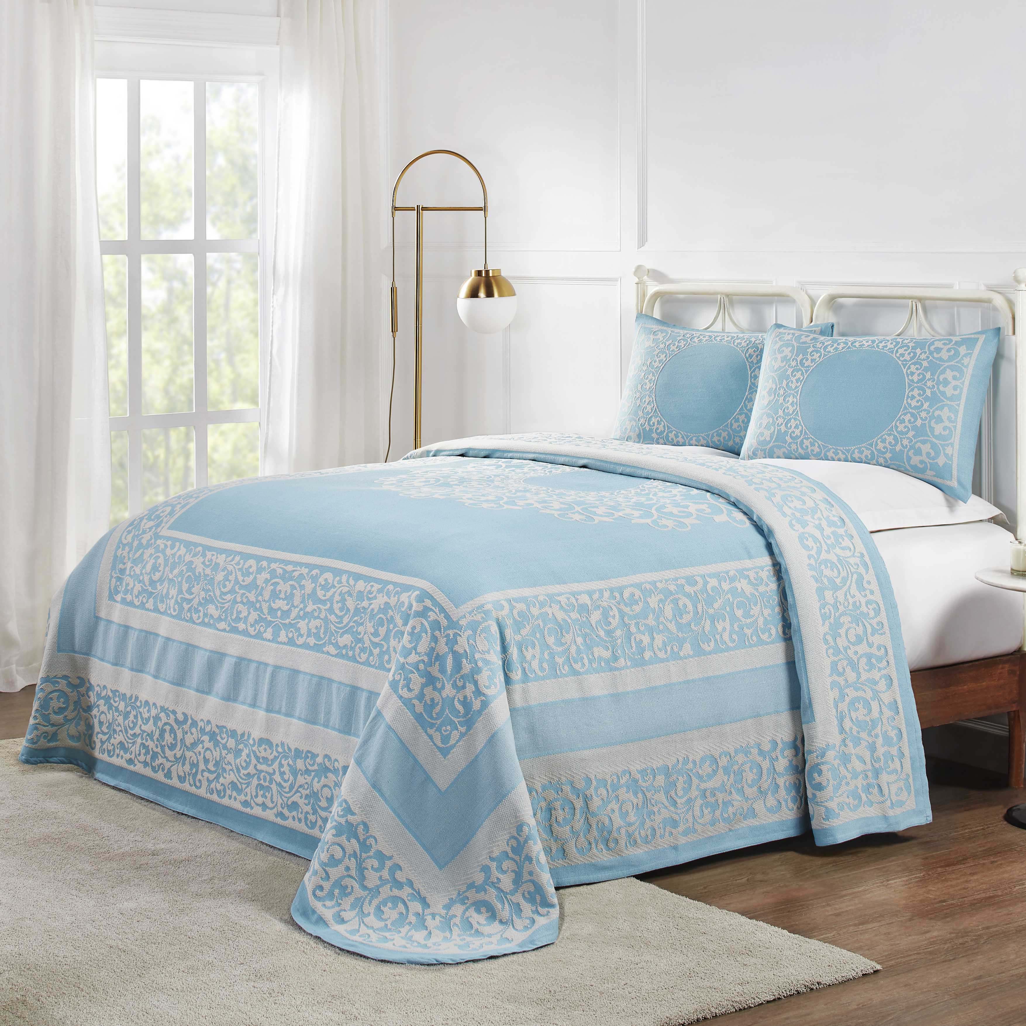 Boho Mandala Cotton Blend Woven Jacquard Bedspread Set - Queen Size, Soft & Breathable, Ethnic Home Decor for Bedroom, Living Room, Dorm or Yoga Studio
