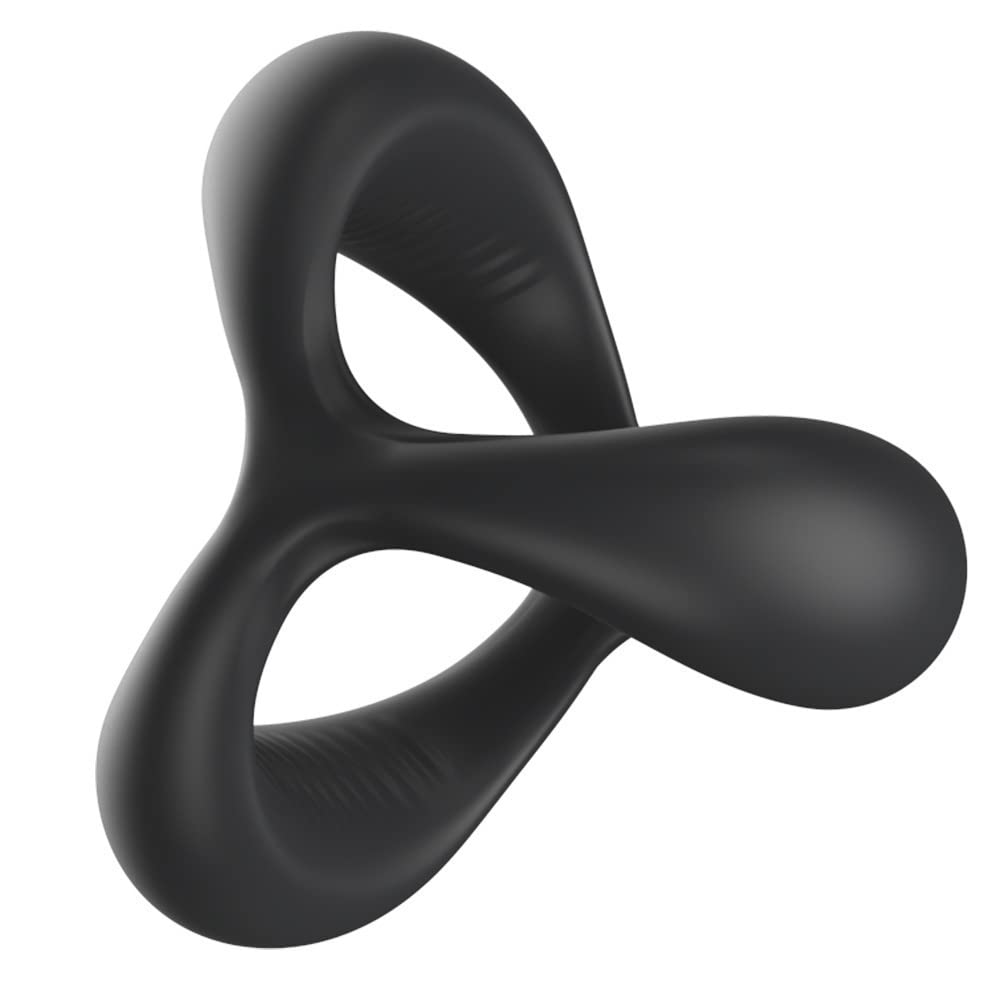 Premium Silicone Dual Lock Cock Ring - European Style Penis Enhancer for Stronger & Longer Erections - Stretchy Male Delay Training Ring with Endurance Exercise Bands (Black) - Perfect for Couples Play & Solo Performance Enhancement