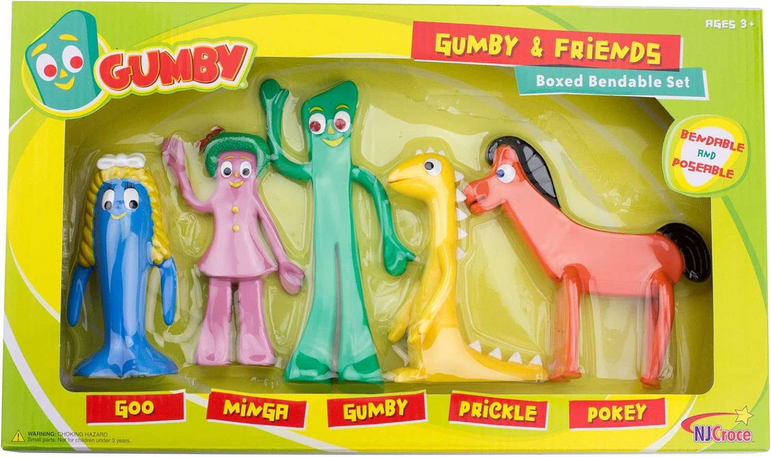 Gumby & Friends Action Figure Set - Flexible & Poseable Classic Toy Gift for Kids | Durable Multicolor Collectible Figures for Play, Display & Nostalgic Fun