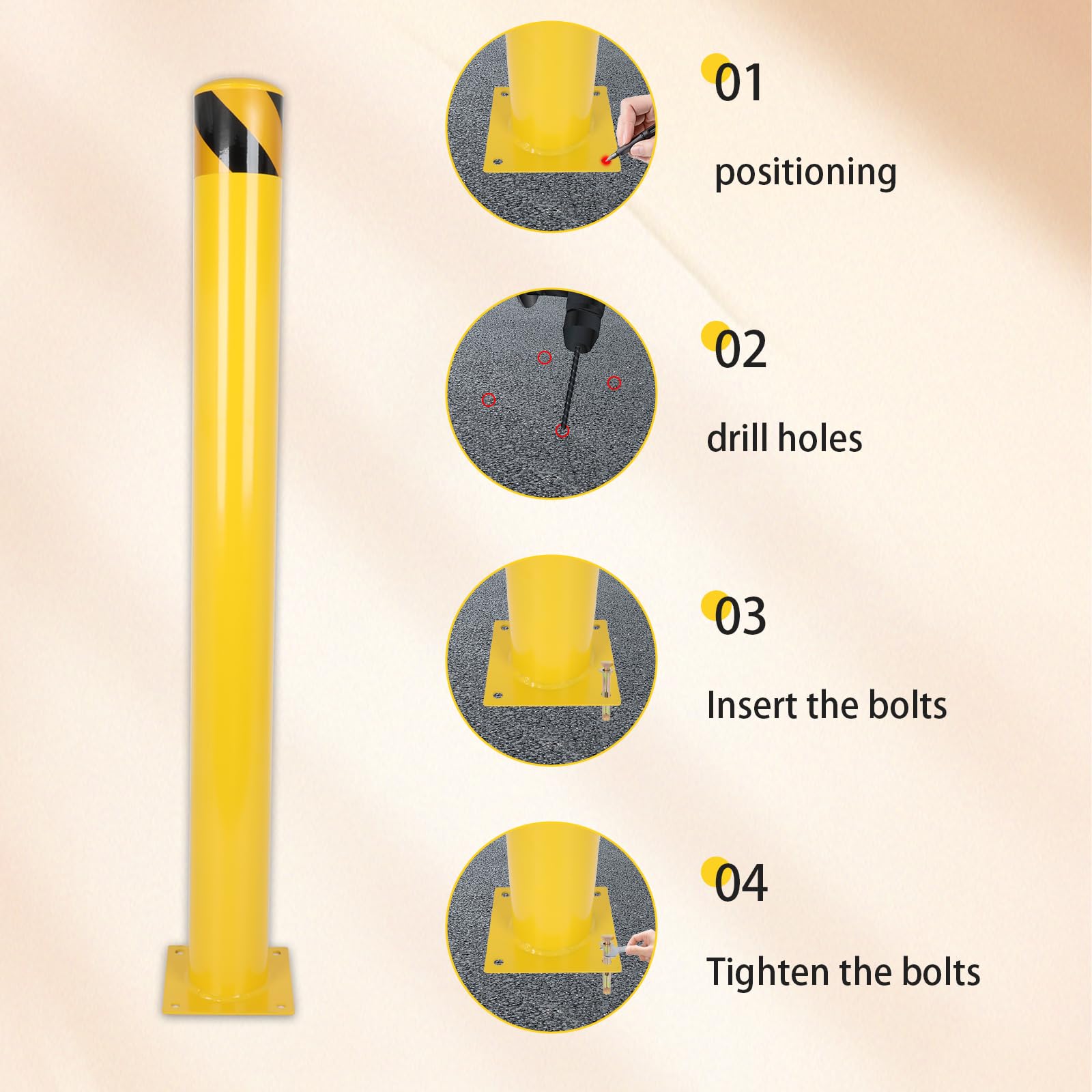 Yellow Steel Safety Bollard 48