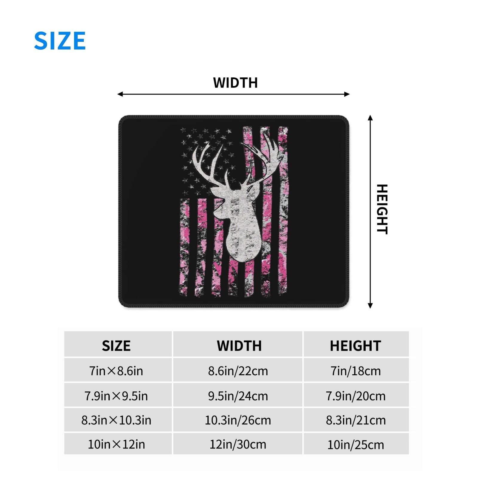 Pink Camouflage American Flag Deer Hunting Mouse Pad - Custom Gaming Mousepad 10x12 Inch for PC & Laptop - Perfect for Gamers, Office Work & Home Computer Use