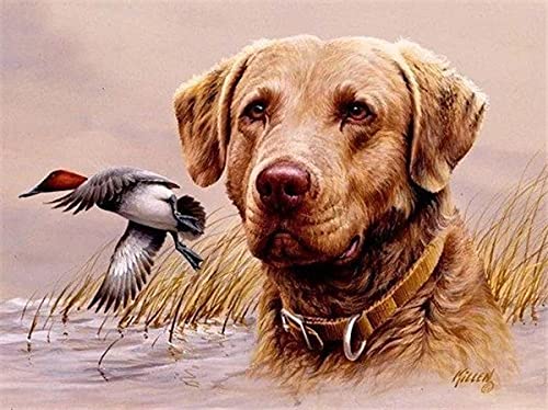 5D Diamond Painting Kit - Yellow Labrador Retriever & Wild Goose Stickers for Adults & Kids, DIY Full Round Crystal Rhinestone Art Craft (40x50cm) - Perfect for Home Decor, Gift Ideas & Relaxation Therapy