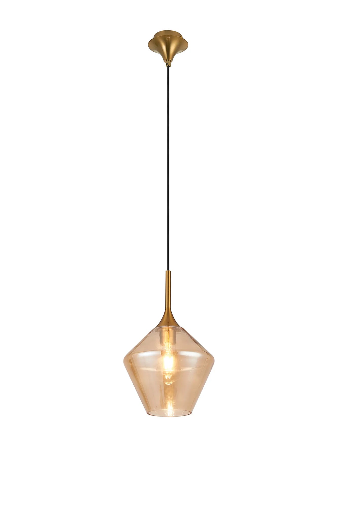Benalla Single Pendant Light Fixture - Diamond Glass Shade with E27 Socket in Multiple Finish Options - Perfect for Dining Room, Kitchen Island or Bedroom Lighting