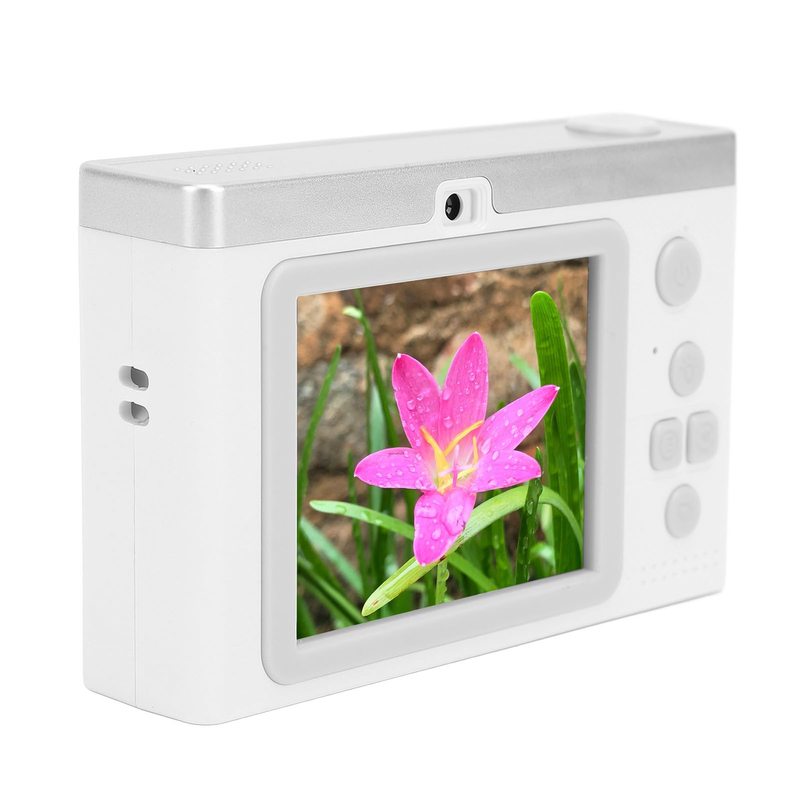 **16MP HD Digital Camera 1080P Video, 8X Zoom Portable Compact Camera with Rear Lens & Filters - Perfect for Travel, Vlogging & Photography (White)**