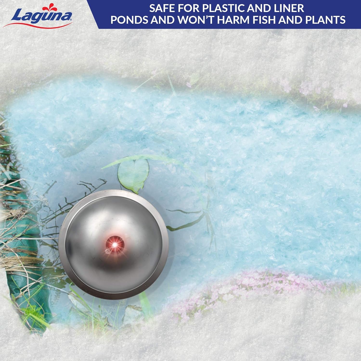 Laguna PowerHeat 500-Watt Pond Heater for Outdoor Ponds with Fish – Thermostat-Controlled De-Icer, Safe for Plastic & Liner Ponds, Stainless Steel, 22 ft Cord – Keep Your Fish Safe in Winter for Koi, Goldfish & Aquatic Plants
