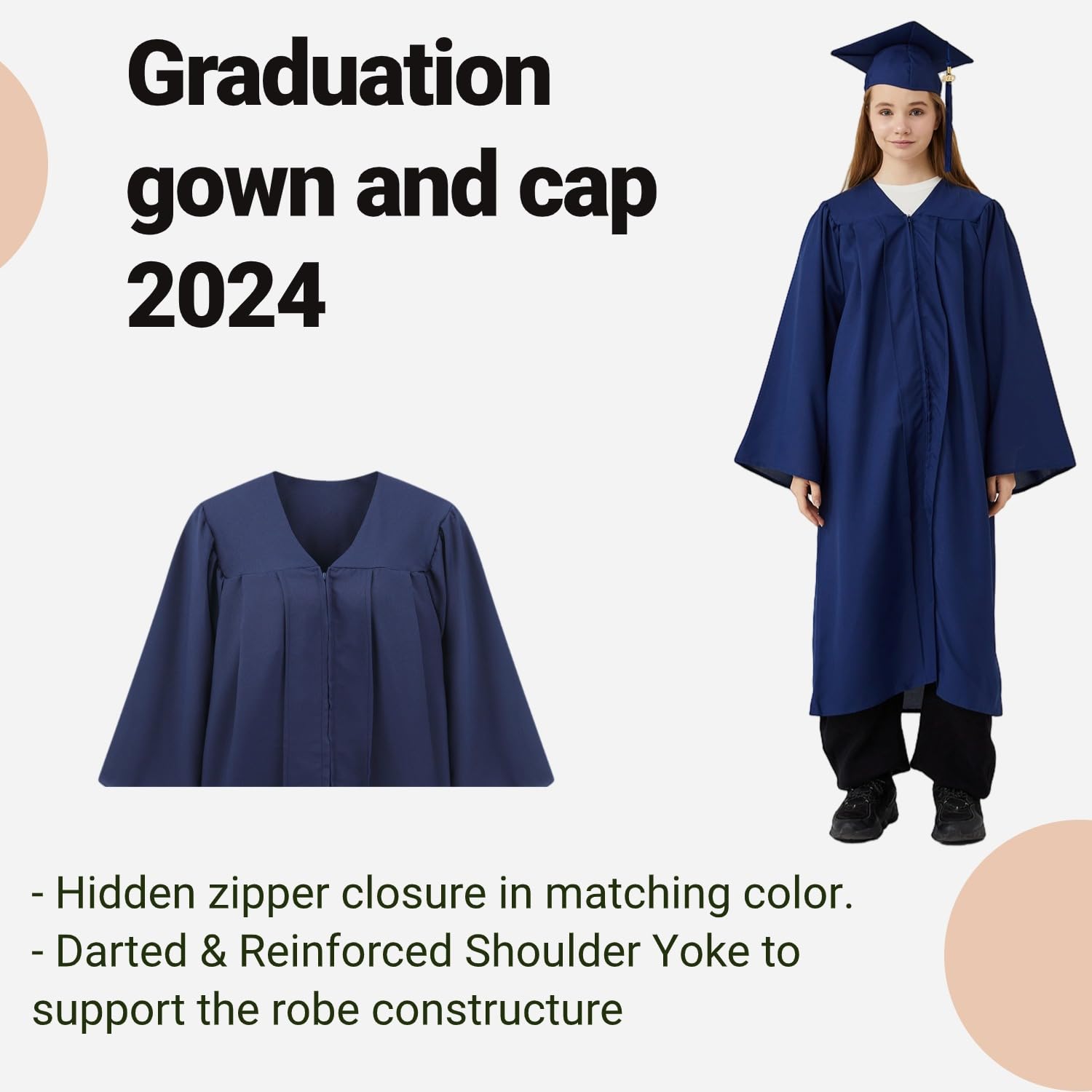 2024/2025 Graduation Cap and Gown Set - Matte Finish Unisex Adult Academic Regalia for Commencement Ceremonies & Photo Shoots