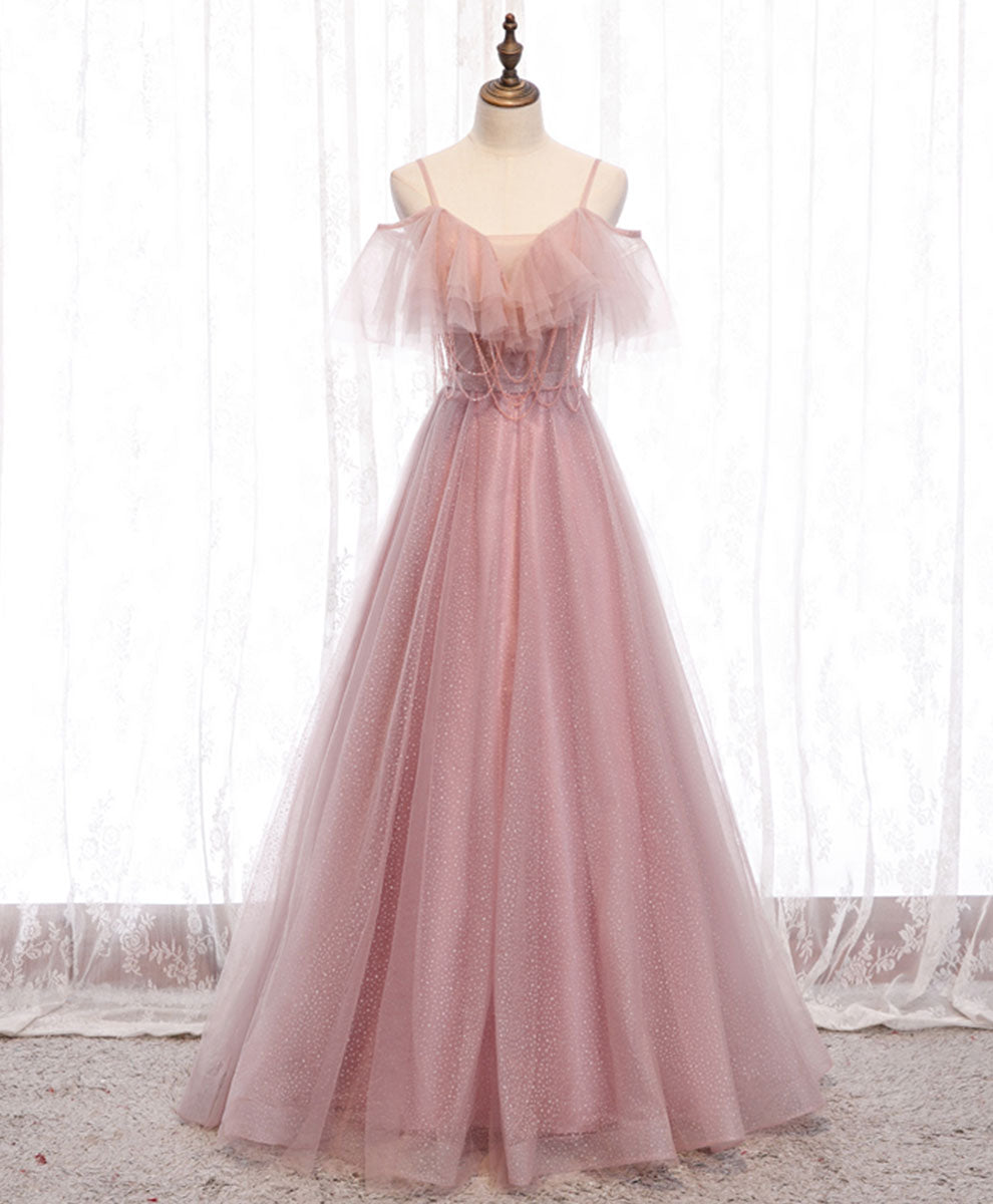 Elegant Pink Sweetheart Tulle Long Prom Dress - Formal Evening Gown for Homecoming, Ball, Quinceañera & Special Occasions