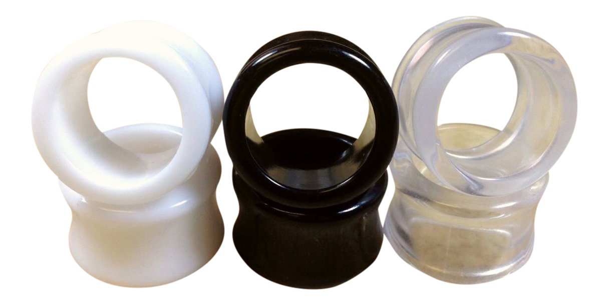 3 Pair Acrylic Ear Tunnels Plugs Gauges Set (Black, White, Clear) - Up to 30mm - Body Jewelry for Stretching & Style - Perfect for Concerts, Parties & Alternative Fashion