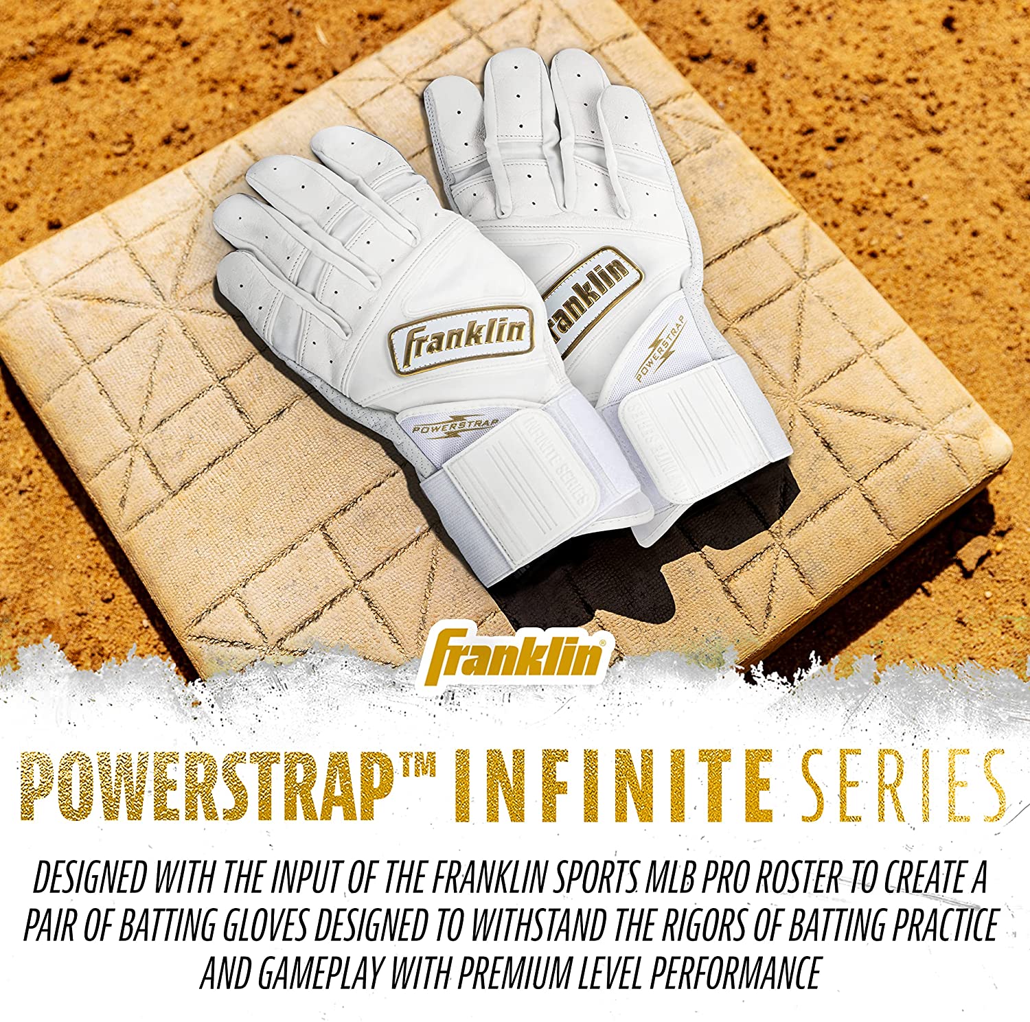 Franklin Powerstrap Infinite Series Adult Batting Gloves - Baseball & Softball Training Gloves for Hitting, Fielding & Practice - Durable & Comfortable Grip for Men & Women