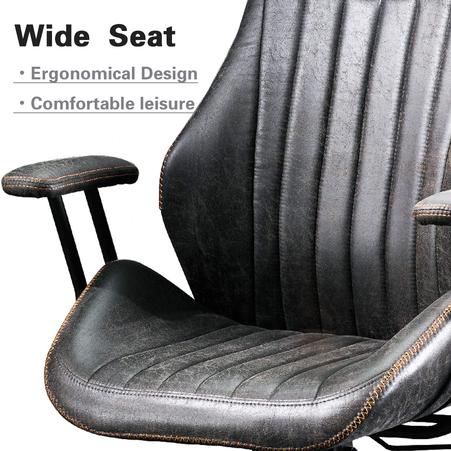 Ergonomic Office Chair - High Back Executive Computer Desk Chair with Adjustable Armrest & Lumbar Support for Home & Work (Dark Grey) - Perfect for Long Hours Sitting, Gaming & Remote Work