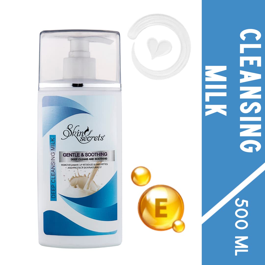 Skin Secrets Deep Cleansing Milk with Vitamin E Oil - Gentle Face Wash for Soft, Supple Skin (15.2 fl oz) | Daily Facial Cleanser for Dry & Sensitive Skin | Morning & Night Skincare Routine