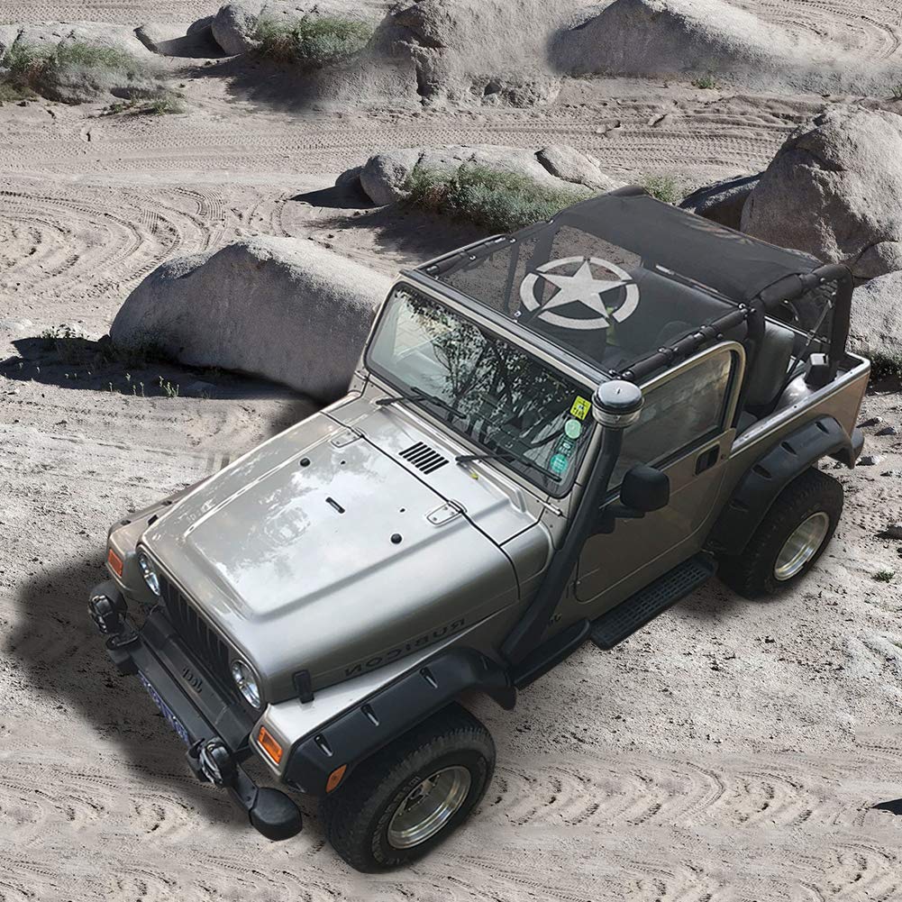 Jeep Wrangler TJ Bikini Top Sunshade Mesh Cover (1997-2006) - UV Protection, Wind & Noise Reduction Accessories | Perfect for Off-Roading, Beach Trips & Summer Driving