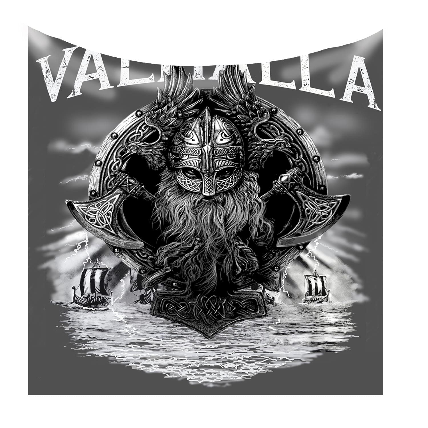 Vahalla Vikings Fleece Blanket - Soft Scandinavian Home Decor Throw with Norse Mythology Celtic Art - 58x58 Inch Cozy Bed Blanket for Winter, Couch & Gift Giving