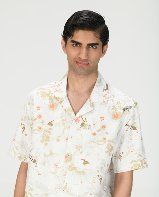 Men's Heavy Cotton Bush Shirt in Ivory - Durable Outdoor Workwear for Hiking, Camping & Adventure