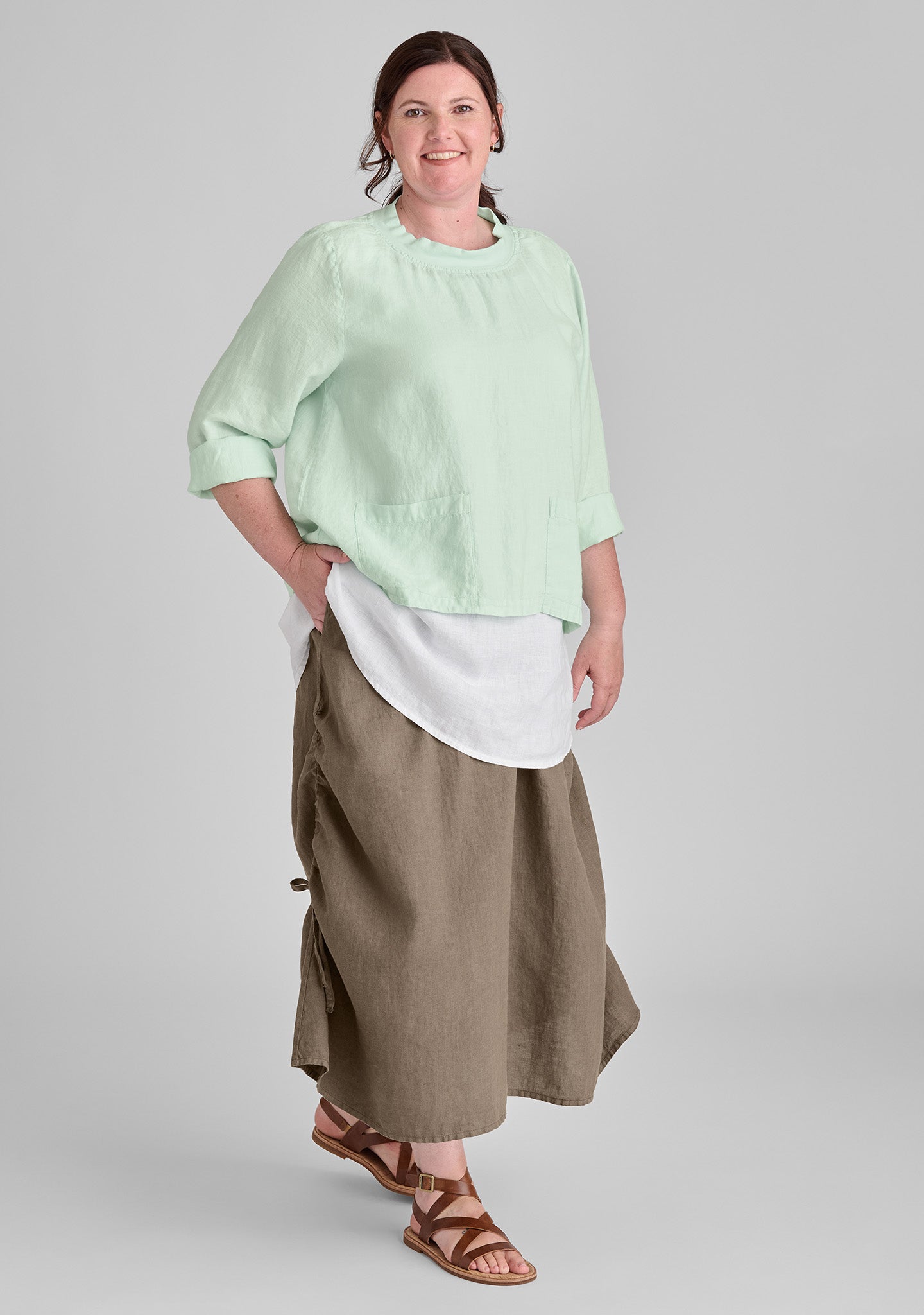 Elegant Cinched Waist Linen Maxi Skirt for Women | Flowy Summer Beach Dress | Perfect for Vacations, Weddings & Boho Outfits