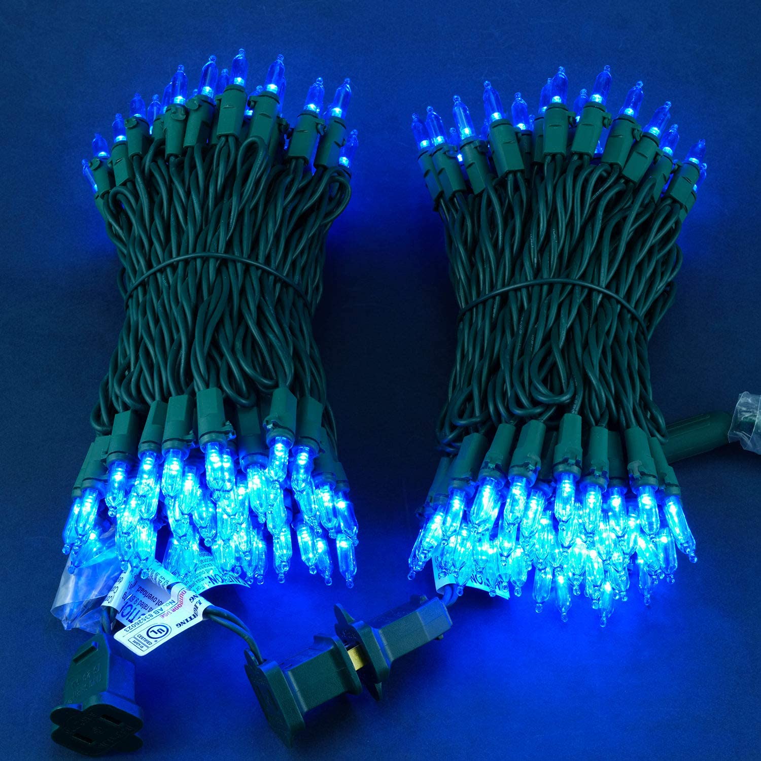 Blue LED Christmas Lights 200 Count (2 Pack) - 25 ft 100 LED Green Wire Mini String Lights for Indoor Outdoor Holiday Decorations, Christmas Tree, Party, Wedding & Home Decor
