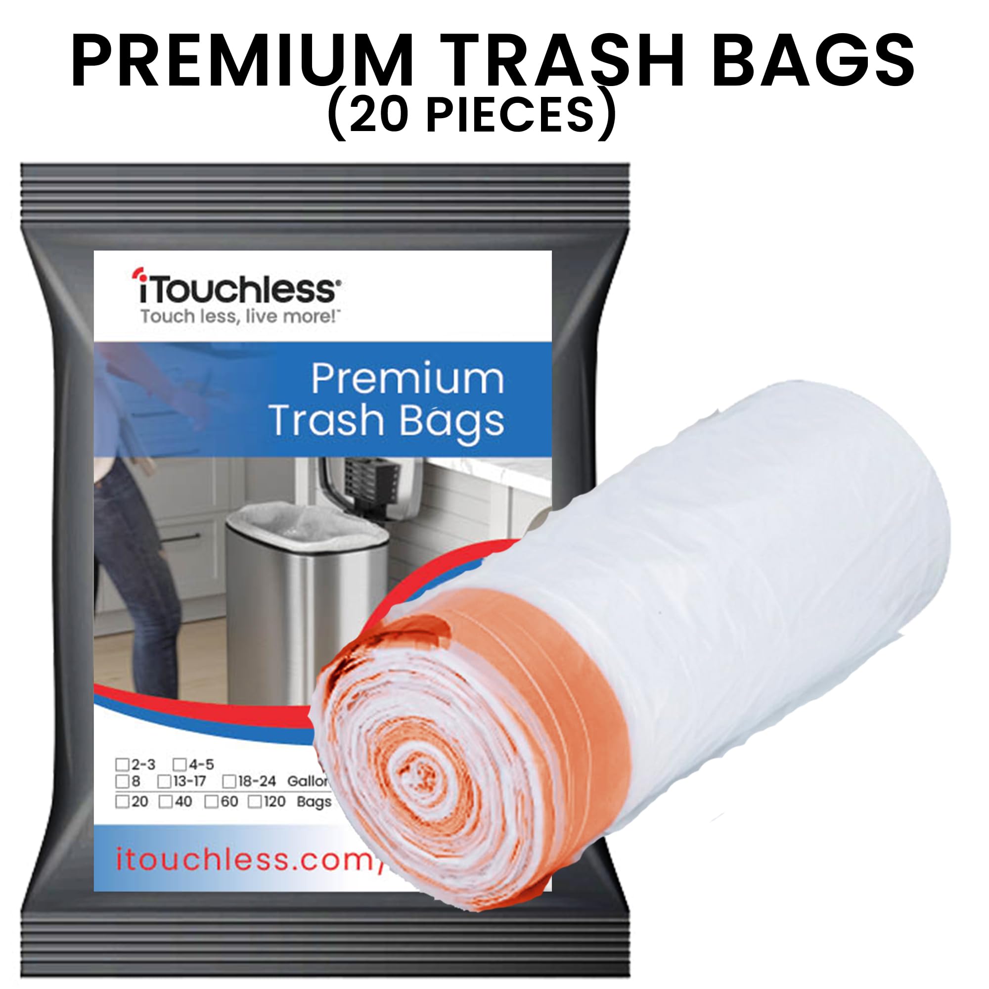 iTouchless 13 Gallon Automatic Touchless Trash Can with Sensor - Stainless Steel Kitchen Garbage Bin with 20 Trash Bags, Large Lid Opening - Perfect for Home, Office, Restaurant & Commercial Use (DZT13BG20)