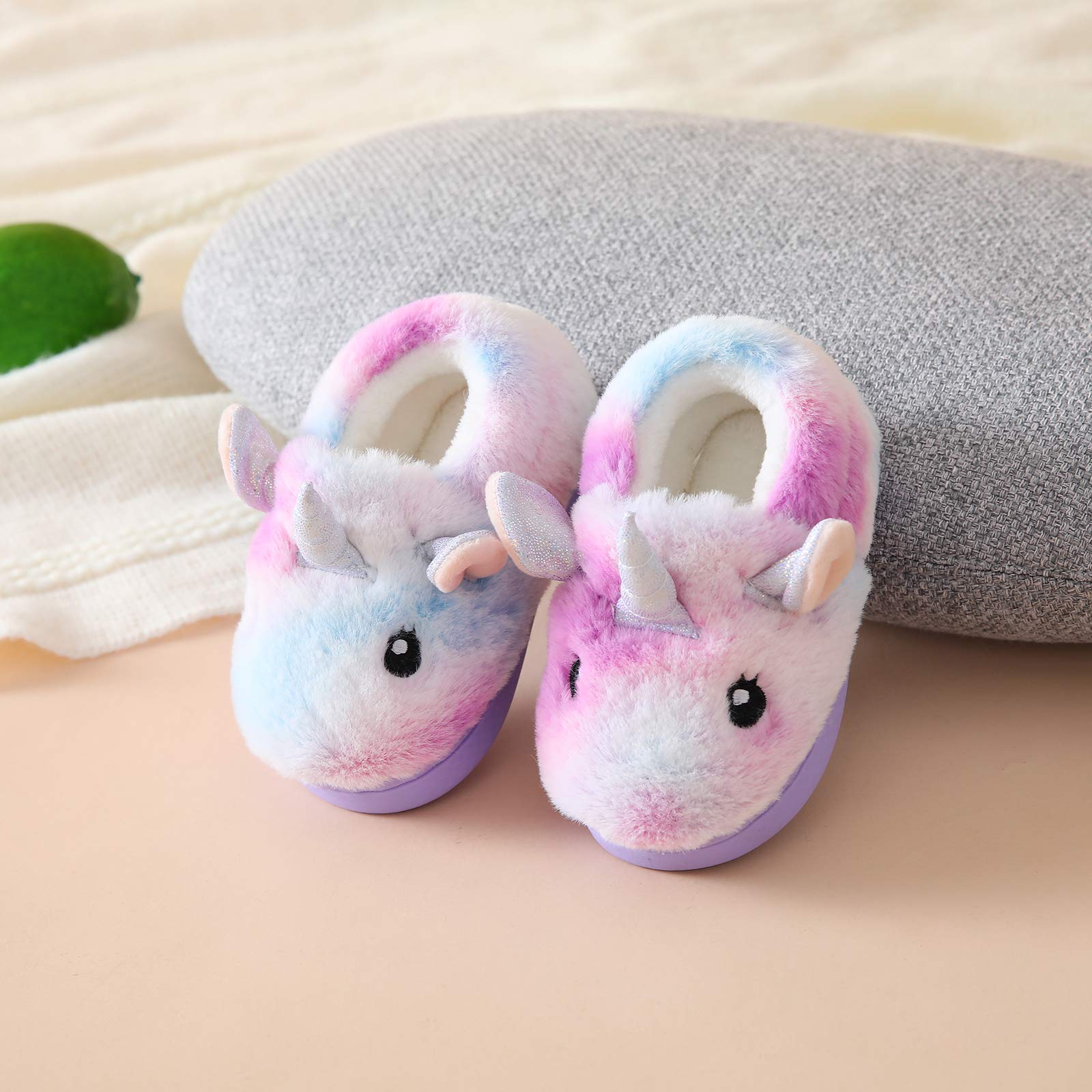 Ainikas Plush House Slippers for Boys & Girls - Warm Fuzzy Non-Slip Winter Slippers for Toddlers & Little Kids - Perfect for Indoor Play, Cozy Home Wear & Cold Weather Comfort