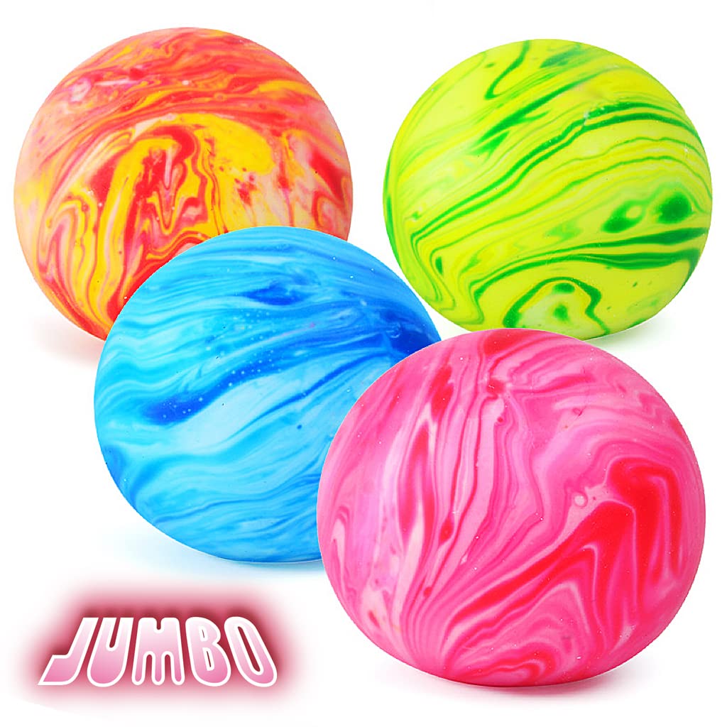 Giant Stretchy Stress Squeeze Balls - Super Soft Squishy Toys for Kids & Adults - Jumbo Stress Relief Dough Ball, Fidget Sensory Toys for Anxiety, ADHD, Autism - Fun Party Favors & Office Desk Toys (Pink)