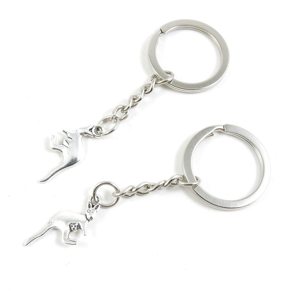 Bulk Keychain Key Rings with Charms - Kangaroo Mother & Child Design for Jewelry Making, Door Keys, and Car Keys - Perfect for DIY Crafts, Gifts, and Key Organization