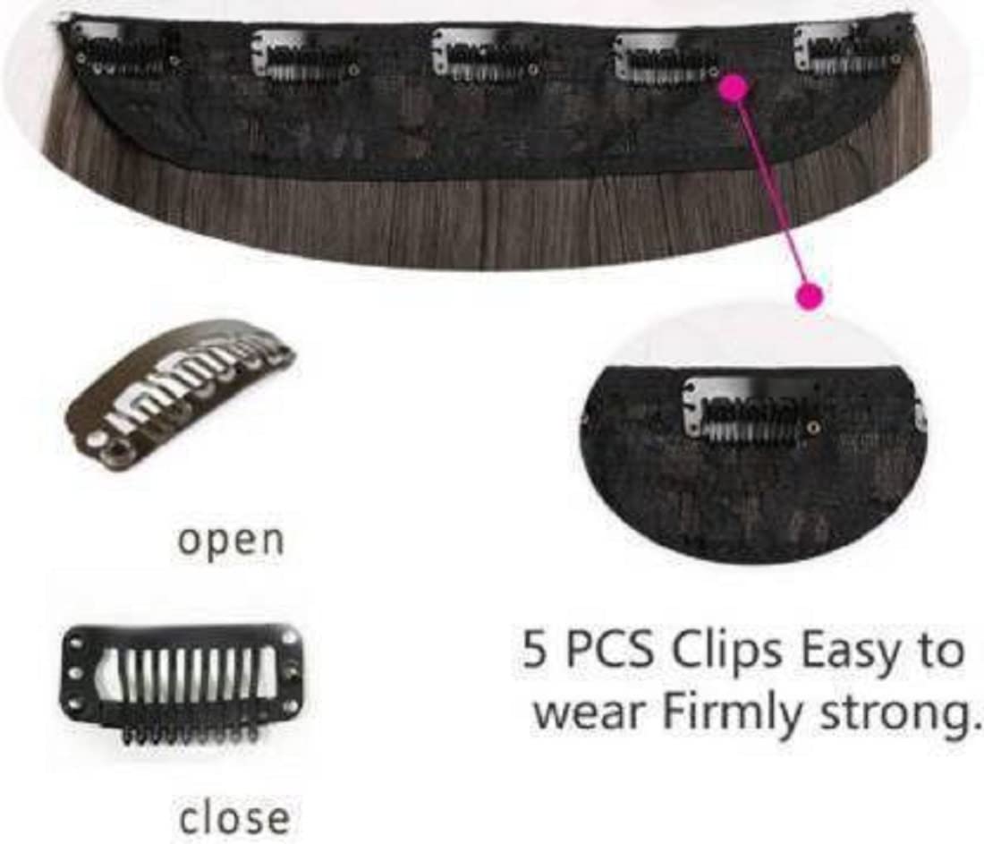 Abrish 5-Clip High Heat Synthetic Curly/Wavy Hair Extensions - Long Black Synthetic Hair for Women - Perfect for Parties, Weddings & Everyday Styling