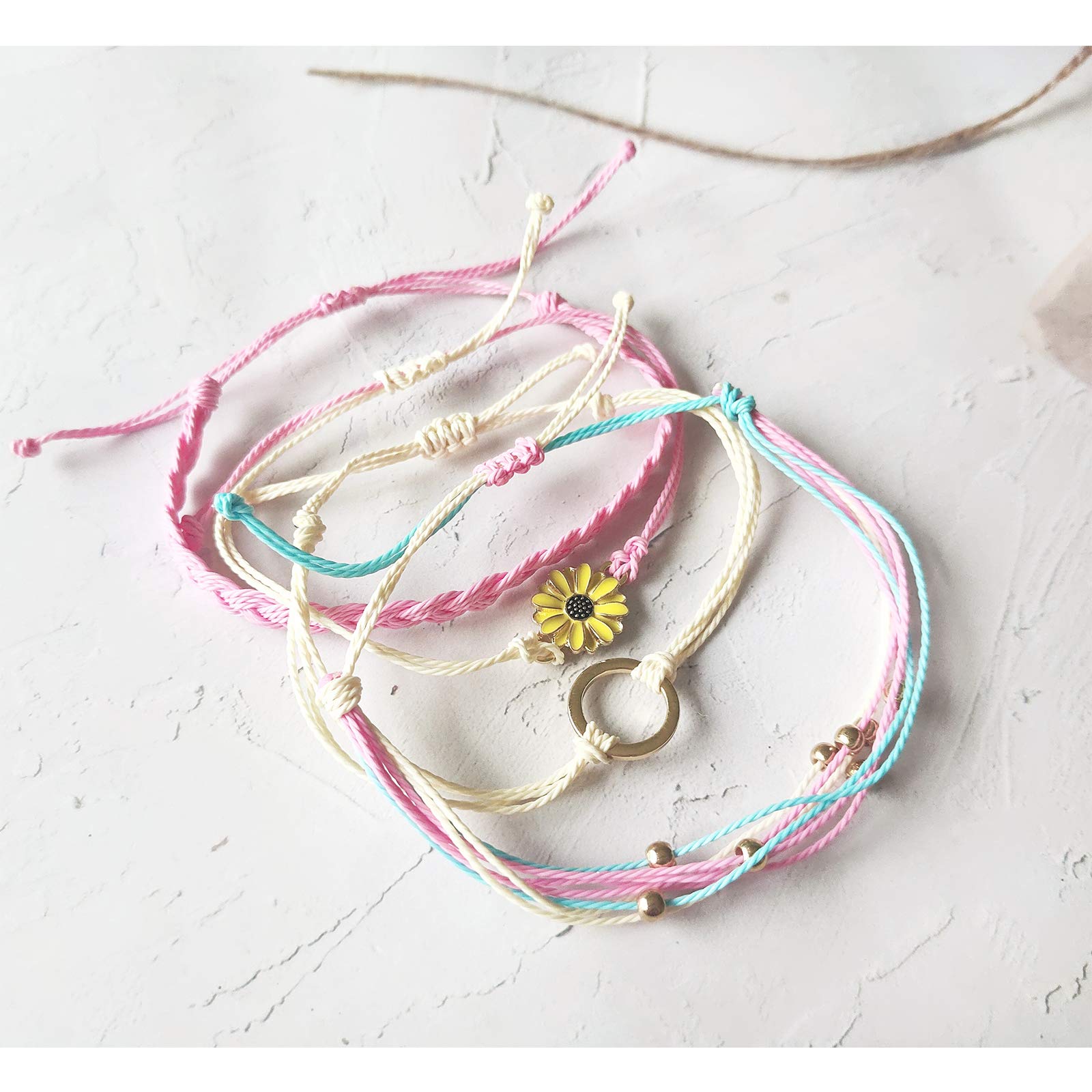 Trendy Adjustable String Bracelets for Women - Waterproof Friendship & Ankle Bracelets - Perfect for Summer Outfits, Beach Parties, Surfer Gifts, and Stocking Stuffers | Great for Casual Wear, Boho Style, and Festival Accessories